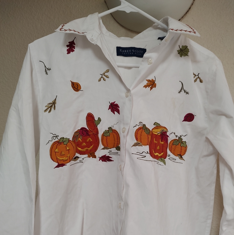 Fall embroidery shirt
